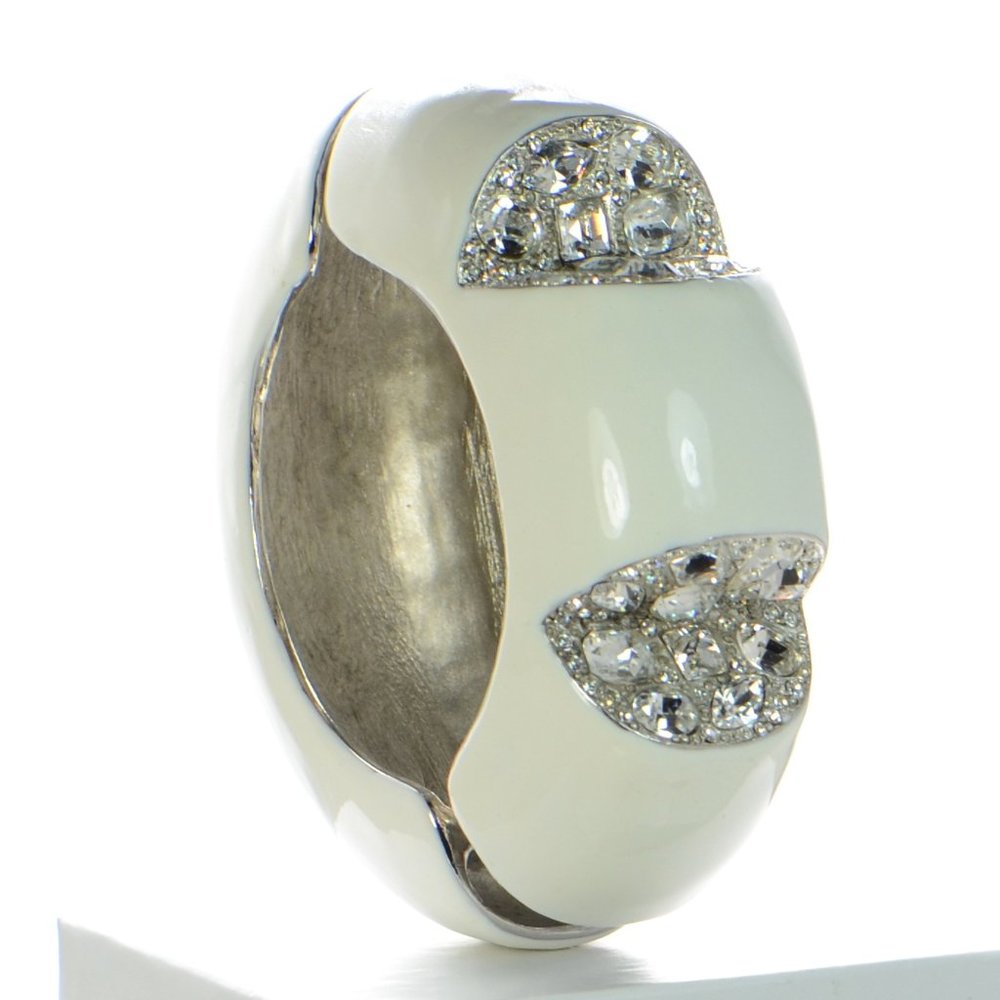 Kenneth Jay Lane Kjl White Enamel Crystal Bangle … - image 4